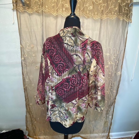 Size 14 L Vintage Chiffon Floral Cardigan - Picture 7 of 12